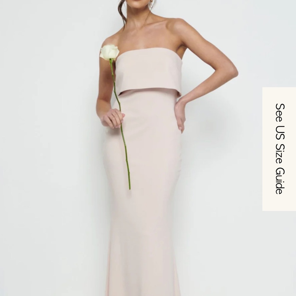 Pretty Lavish Pink Nude Strapless Julia Dress Crepe Maxi Bridesmaids dress